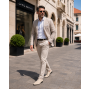 pantofi barbati eleganti bej din piele naturala dintr-o bucata cu siret GKR51TSB